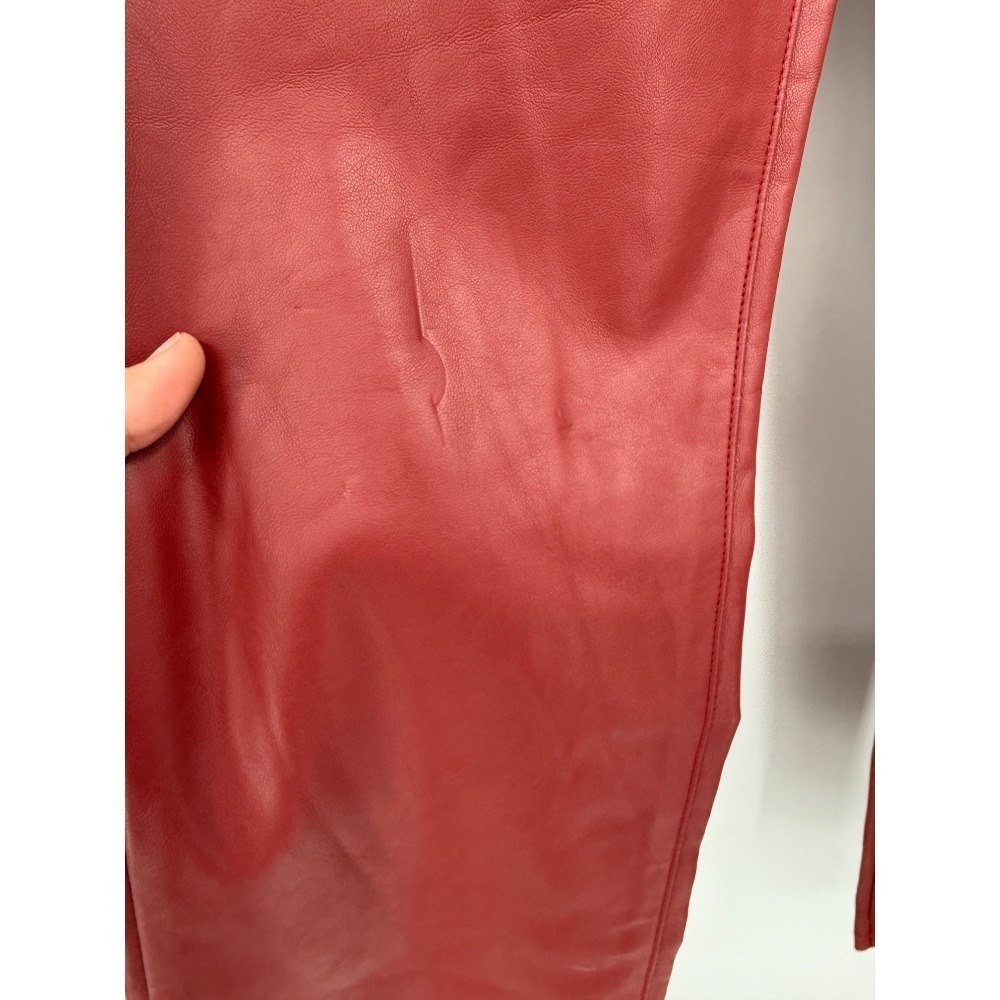 Pistola Pants Women's 26 Red Faux Leather Straight Crop‎ Holiday Grunge Chic NWT - Picture 4 of 13